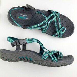Skechers Women's Reggae-Loopy Sport Sandal Green Floral Outdoors Strappy Casual